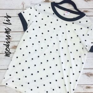 LuLaRoe black and white polka dot Liv tee - new!
